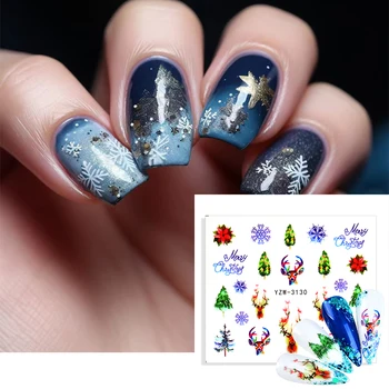 Новые Зимние Рождественские наклейки для ногтей Украшение ногтей Мультяшная Красавица Санта Клаус Снежинка Наклейки для ногтей Наклейки для ногтей
