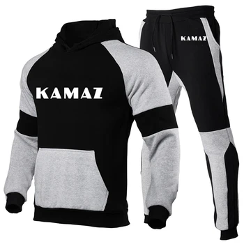 КАМАЗ 2023, Новые мужские толстовки с отстрочкой высокого качества, популярная спортивная одежда в стиле хип-хоп, свитер с капюшоном, топы + повседневные брюки, костюм-двойка