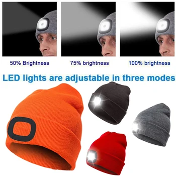 Зимняя шапка со светодиодной подсветкой Bluetooth, Ветрозащитная, прочная для альпинизма на открытом воздухе, ночной рыбалки, Светящаяся шерстяная шапка, акриловая мода