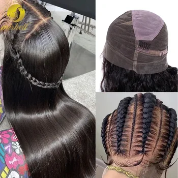 30-32 Дюймовые натуральные Прямые парики из человеческих волос на шнурке, Прозрачные парики из человеческих волос на шнурке спереди, для женщин, предварительно выщипанные волосы Remy