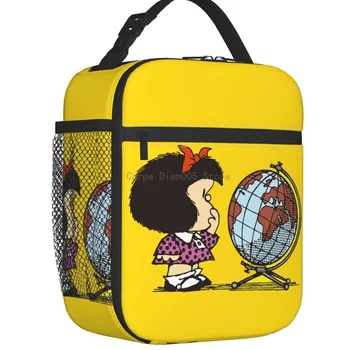 Забавные аниме Mafalda Термоизолированные сумки для ланча, женские переносные контейнеры для ланча из комиксов, для школы, Многофункциональная коробка для еды