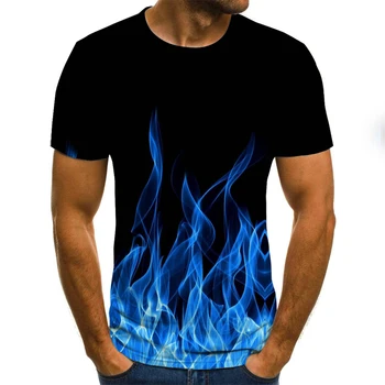 2022 новая мужская футболка flame, летняя мода, топы с короткими рукавами и 3D круглым вырезом, рубашка smoke element, модная мужская футболка