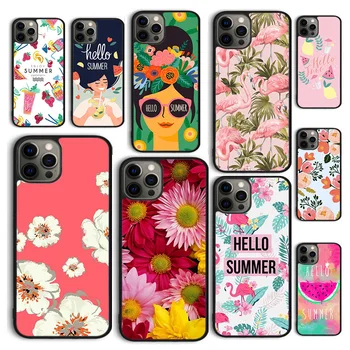 Autumu Hello Summer Flowers Чехол для телефона iPhone 15 12 mini X XS XR 11 13 14 Pro Max SE 2020 Apple 6S 7 8 Plus Coque
