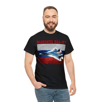 Мужская рубашка с самолетом Sukhoi Su-57, футболка ВВС СССР, повседневная хлопковая футболка с круглым вырезом с коротким рукавом