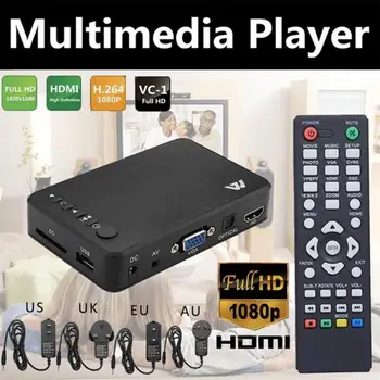 Ультра Медиаплеер Для Автомобильного Телевизора SD MMC RMVB MP3 USB Внешний Жесткий Диск U-Образный Мультимедийный Медиаплеер Box С VGA SD MKV H.265