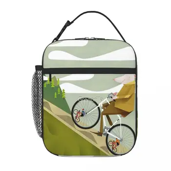 Плакат с изображением велосипедиста-хомяка, дорожный велосипед, сумки-холодильники для ланча, сумки для ланча, сумки для ланча для женщин