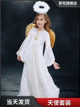 Детская одежда на Хэллоуин, косплей, одежда ангела для девочек, платье принцессы-ведьмочки, одежда для дошкольного представления для девочек