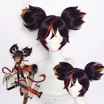 Genshin Impact Game Xinyan Brown выделяет Аниме Косплей парики Термостойкий синтетический парик на Хэллоуин Прямая доставка Бесплатная шапочка для парика
