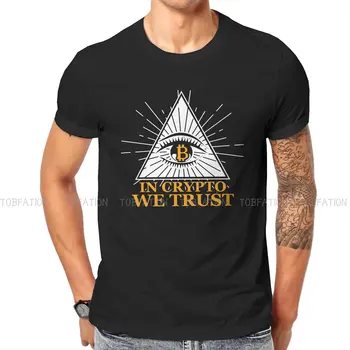 In Crypto We Trust Eyes Специальная футболка, мем о майнерах криптовалюты Биткойн, повседневная футболка из полиэстера, новейшая футболка для мужчин и женщин