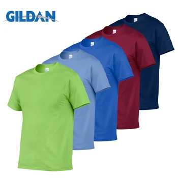 Бренд Gildan, летние модные мужские футболки, хлопковая повседневная футболка с коротким рукавом для мужчин, женская футболка с круглым вырезом, одежда, однотонные топы, футболки
