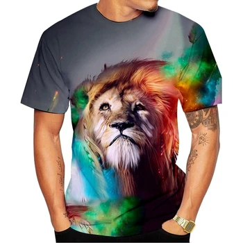 Летняя модная мужская/ женская футболка с 3D принтом Льва, топы, футболка