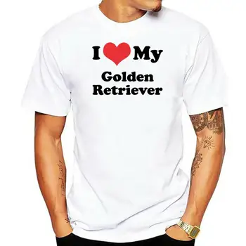I Love My Golden Retriever - Мужская футболка - 10 цветов - Футболка С принтом Собаки, Щенка, Клыка, Мужские футболки С коротким рукавом