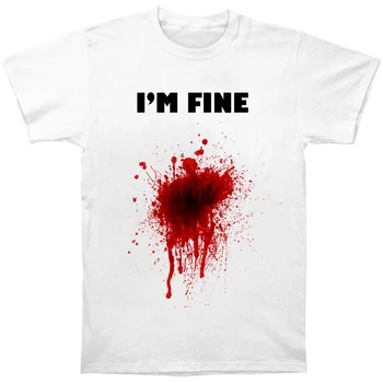Я в порядке, забавная шутка, эффект крови, Огнестрельное ранение, мужская футболка An11, Летняя мужская футболка, Топы, футболки, Новинка