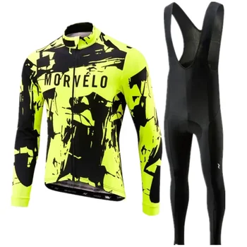Велосипедная майка Morvelo с длинным рукавом 2024, Комплект брюк Pro team, велосипедная одежда, майки для шоссейных велосипедов, комплекты велосипедных нагрудников
