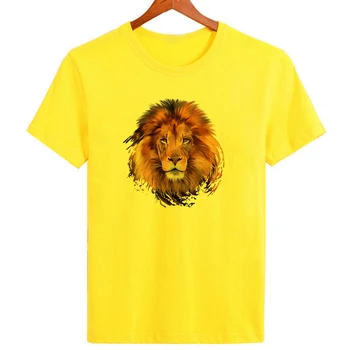 Властная футболка с принтом короля льва, мужская футболка с принтом животного из серии Lion, летние повседневные модные футболки с коротким рукавом B1-63