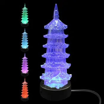 Светодиодный светильник для аквариума в форме пагоды, красочный подводный светильник, украшения для аквариума, светящиеся в темноте, многоразовые, красочные