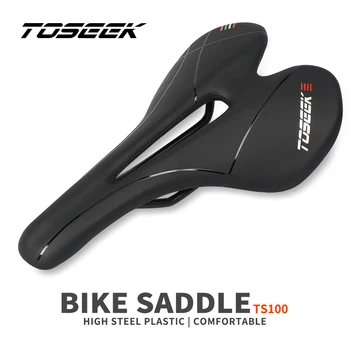 Новое Велосипедное Седло TOSEEK TS100 из пластика/ПВХ, Дышащая Кожа, Черное Mtb 155 мм, Удобные Аксессуары для велосипедных сидений