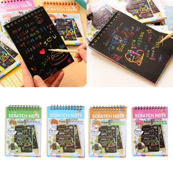 Детский Красочный Блокнот Для Скретч-заметок из бумаги DIY Coils Drawing Book Dropship