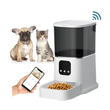2023 Новый бестселлер оптовых поставщиков домашних животных объемом 6 литров microchip mascotas дистанционный корм для собак wifi камера видео интеллектуальная автоматическая кормушка для домашних животных